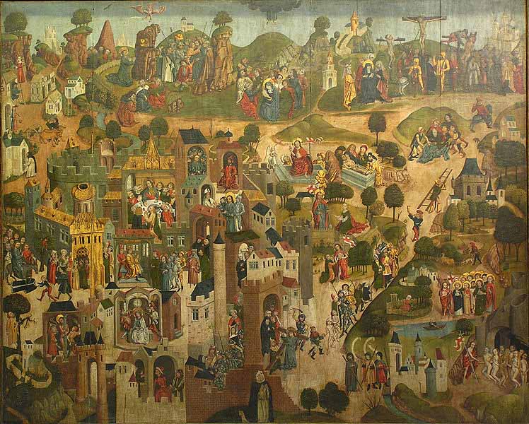 Panel painting with scenes of Passion of the Christ